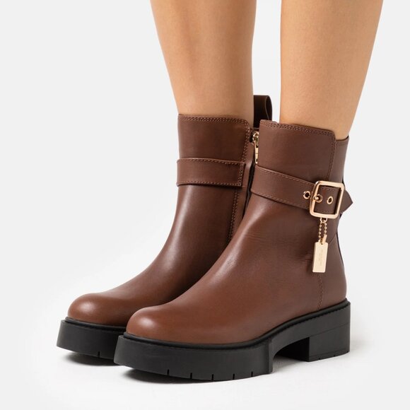 NIB$325 COACH Leather Lug Sole Ankle Boots 6.5 - Picture 2 of 15